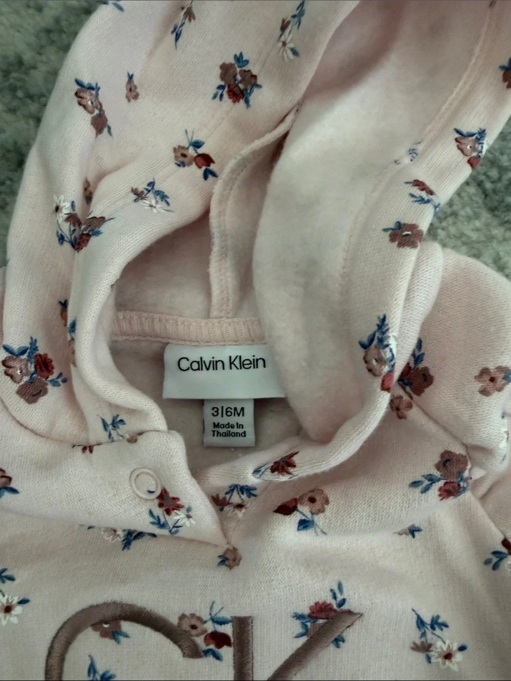 Baby Calvin Klein Light Pink Floral Hoodie & Joggers Set